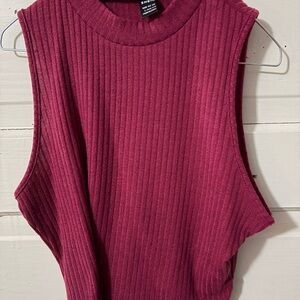 SHEIN Ribbed Muscle Tee - Deep Red